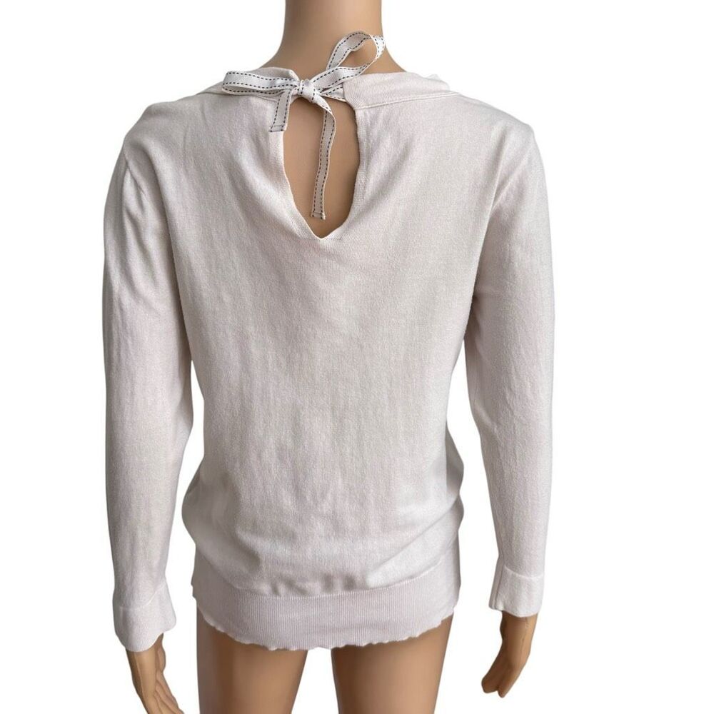 J. Crew 100% cotton beige back tie sweater size M - Picture 2 of 7